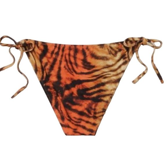 Shade & Shore Tiger Print Cheeky Triangle Bikini Bottom Bathing Swim Small - Picture 4 of 10